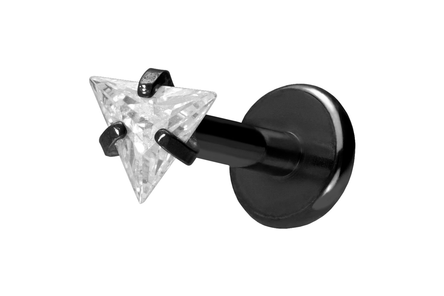 Titan Labret Piercing mit Push Fit EINGEFASSTES KRISTALLDREIECK